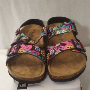 MAIBULUN Black Floral Double-Strap Sandal - Size 8 Women